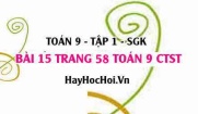 Bài 15 trang 58 Toán 9 tập 1 Chân trời sáng tạo
